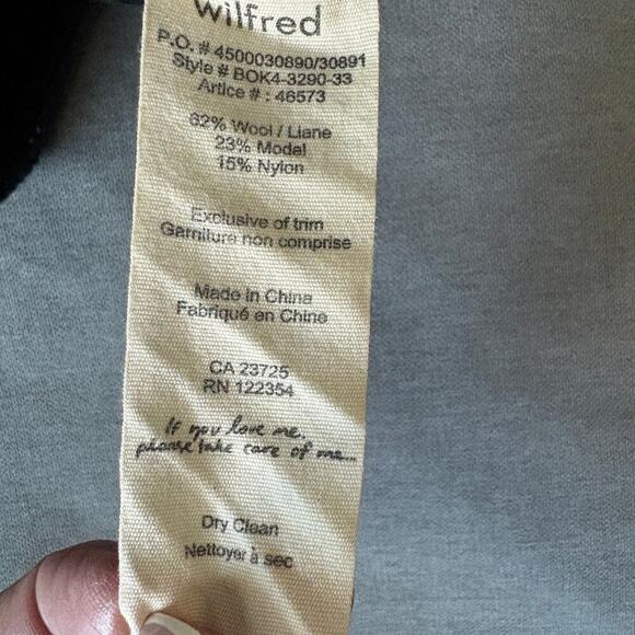 Aritzia Wilfred Italian Yarn Wool Blend Sweater NavyZip Back Med Dark Academia - Picture 9 of 9